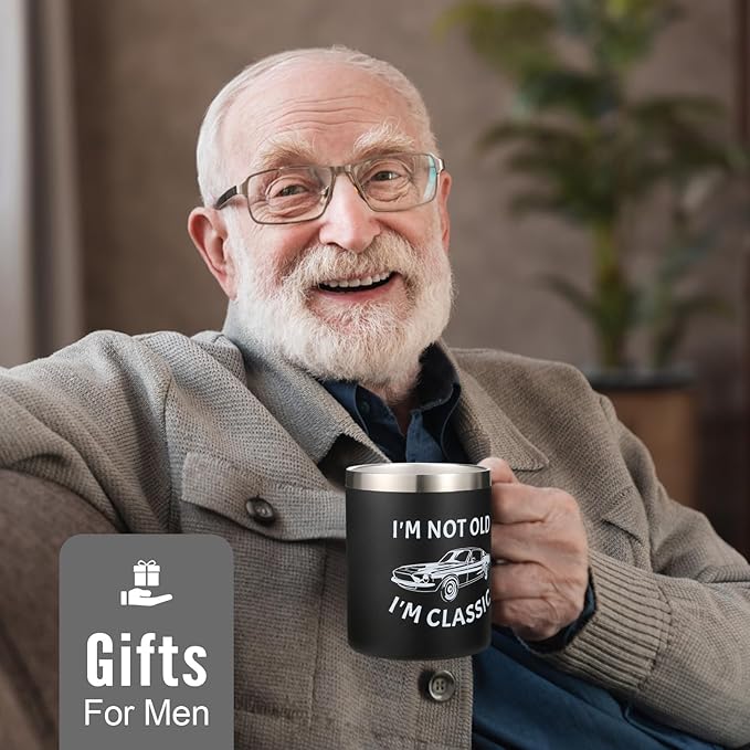 NOWWISH "I Am Not Old Mug - 14oz Coffee Mug for Men, Christmas Birthday Gifts for Dad Husband Grandpa, Stocking Stuffers (Black)