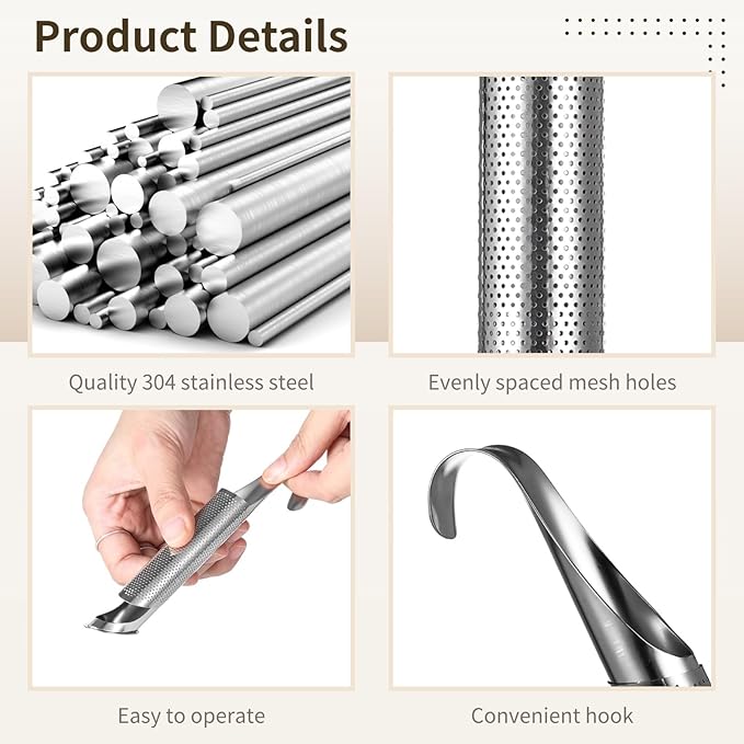 4 Pcs Tea Infuser Set,Fine Mesh Tea Infuser for Loose Leaf Tea Stainless Steel Strainer With Hooks & Holders
