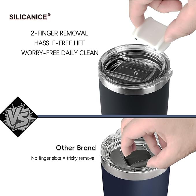14/24oz Insulated Coffee Mug Cup With Handle, 304 Stainless Steel Vacuum Insulation, Tritan Detachable Slider Lid, BPA Free, Dishwasher Safe - Office & Home - Gray