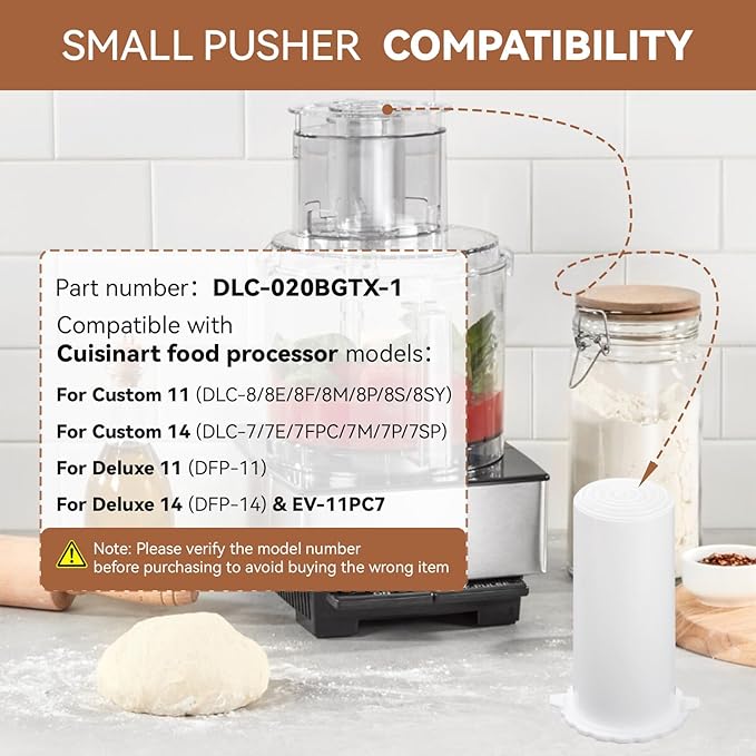 DLC-020BGTX-1 Replacement Small Pusher Fits for Cusinart DFP-11 DFP-14 DLC-8S DLC-8SY, Food Processor Parts & Accessories, 1 Pack