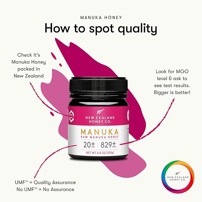New Zealand Honey Co. Raw Manuka Honey UMF 20+ / MGO 829+ | UMF Certified Raw Medical Grade Honey | 8.8oz