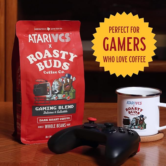 Atari VCS™ Gaming Blend Dark Roast Whole Bean Coffee 12oz | Roasty Buds 100% Arabica Coffee From Colombia, Guatemala, Brazil | Gluten-Free, Non-GMO