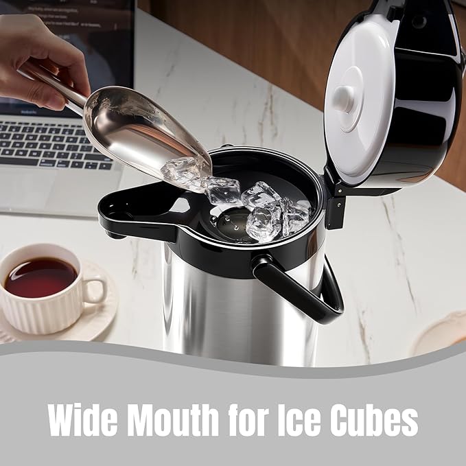 Upgraded Airpot Coffee Carafe with Double Pump - 84oz/2.5L Coffee Carafe for Keeping Hot, Beverage Dispenser for Hot/Cold Beverage (1, Stainless Steel Color)