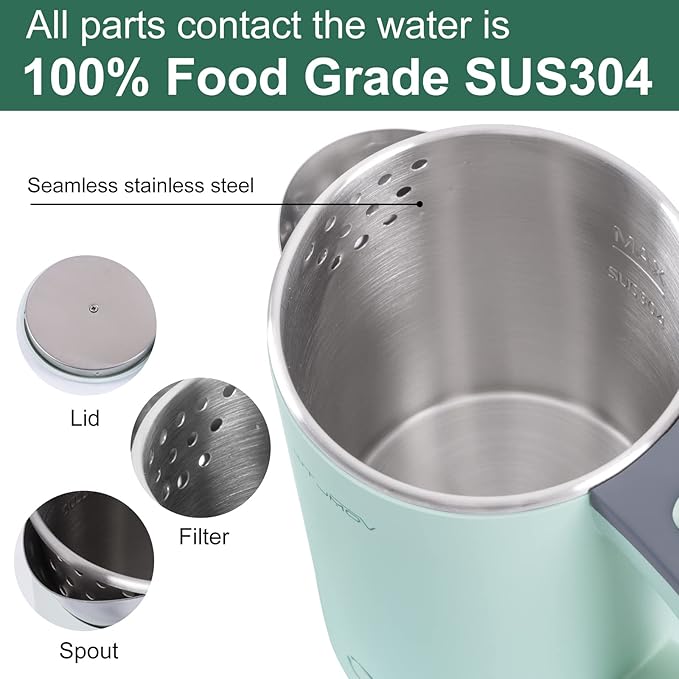 Small Electric Kettle Stainless Steel, 0.8L Portable Tea Kettle Auto Shut-off, Low Power Hot Water Kettle for Camping, Travel, Office and More