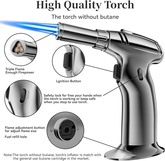Cocktail Smoker Kit with Torch and Whiskey Glass, 6 Flavors Wood Chips and 3 Whisky Stones for Whiskey & Bourbon, Gift for Husband, Birthday Gift (No Butane)