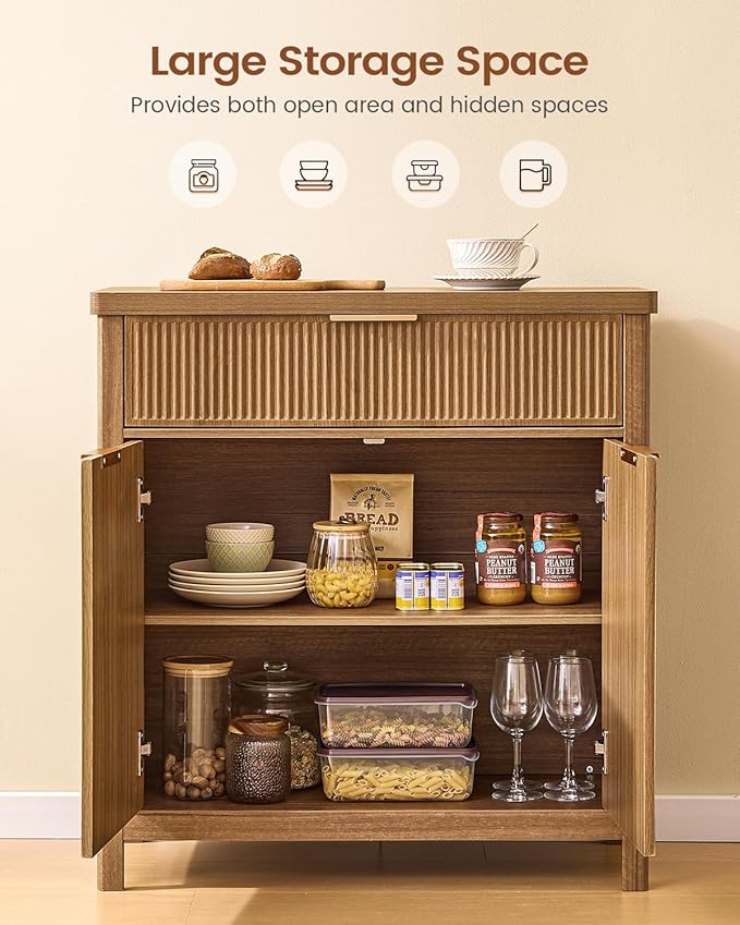 AOGLLATI Sideboard Buffet Storage Cabinet with Storage and Drawers, Buffet Table Coffee Bar Cabinet for Kitchen Entryway Living Room, Wood