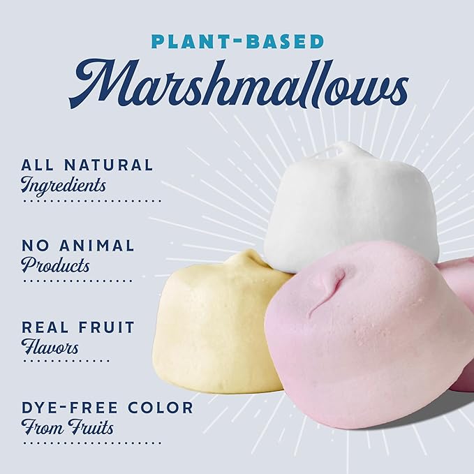 GoodMallow Vegan Marshmallows - Large Kosher Halal Gluten Free Dairy Free Healthy- Natural Gelatin Free Marshmallows for Hot Chocolate, Smores, Baking - Nothing Artificial, Made in USA (White Vanilla ) (Pack of 4)