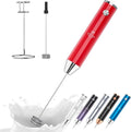 Zulay Kitchen Lux Electric Milk Frother Rechargeable Handheld - Powerful 2-Speed Motor, Waterproof, 2000mAh Battery - Drink Mixer for Latte, Cappuccino, Matcha & Protein Powder - Scarlet