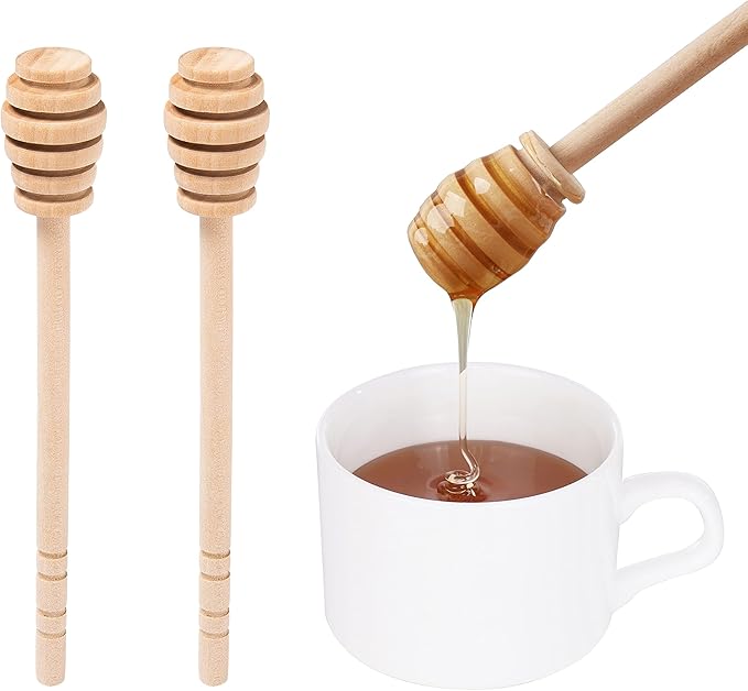 Wooden Honey Mixing Stirrer, 2Pcs 6 Inch Honey Dipper Sticks Honey Spoon