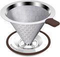 Pour Over Coffee Dripper, Stainless Steel Coffee Filter, Paperless Reusable Coffee Filter, Metal 600 Mesh Strainer Coffee Maker Single Cup Brewer 1-2 Cup