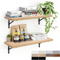 Kaboon 27 inch Long 10 inch Deep Floating Shelves for Wall Set of 2, Large Open Shelves Wall Mounted, Space Saving Home and Commercial Use, Light Walnut