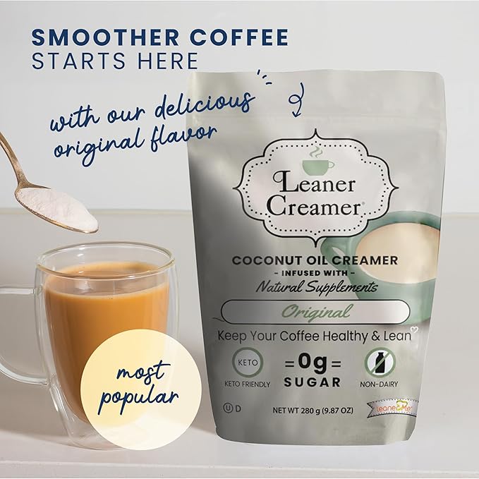 Leaner Coffee Creamer Coconut Oil Creamer, 280 Refill Pouch