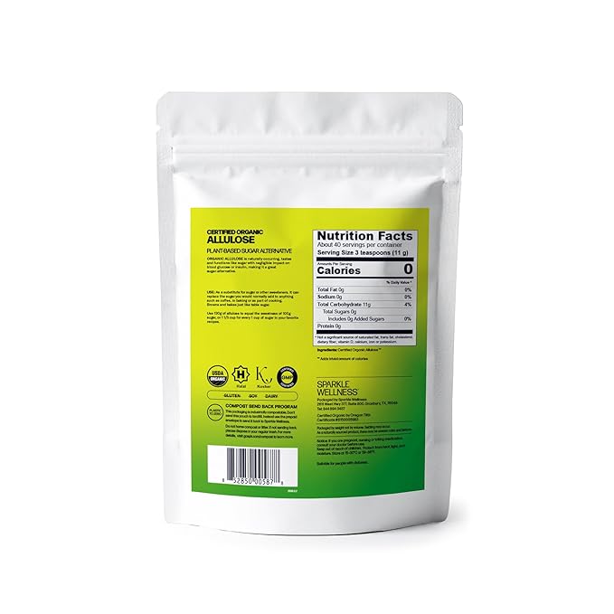 Sparkle Wellness Organic Allulose | A plant-based sugar alternative with zero glycemic impact | Keto-Friendly, Non-Glycemic, Plant-Based Sugar Substitute for Baking, Coffee, Cooking & Drinks