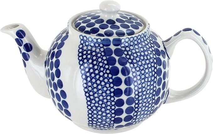 Blue Rose Polish Pottery - Blue Zara Medium Teapot - 4 Cup Capacity - Hand-Painted Polish Pottery Ceramic Coffee & Tea Server