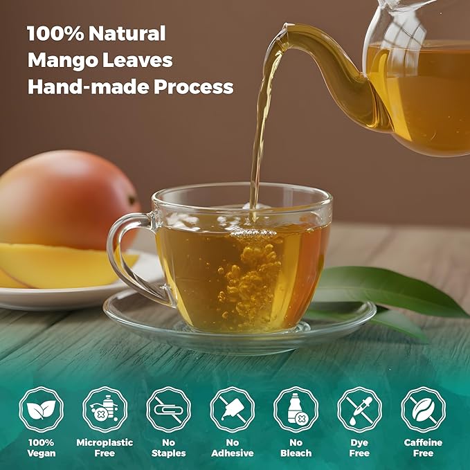 USA Fresh Mango Leaf Tea – 100% Pure, Wild-Harvested Herbal Tea, Naturally Caffeine-Free, No Additives or Preservatives, Premium Loose Leaf, Grown and Packed in the USA (40 Leaves)