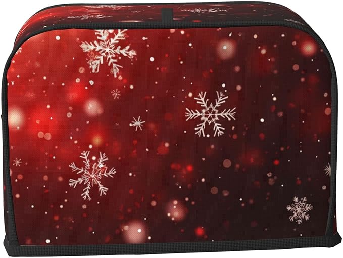 Toaster Cover 2 Slice Red Christmas Snowflake Xmas Glitter Kitchen Small Appliance Covers with Pockets Dust and Fingerprint Protection