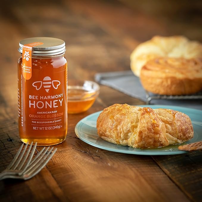 Bee Harmony American Raw Orange Blossom Honey, 12 Ounce