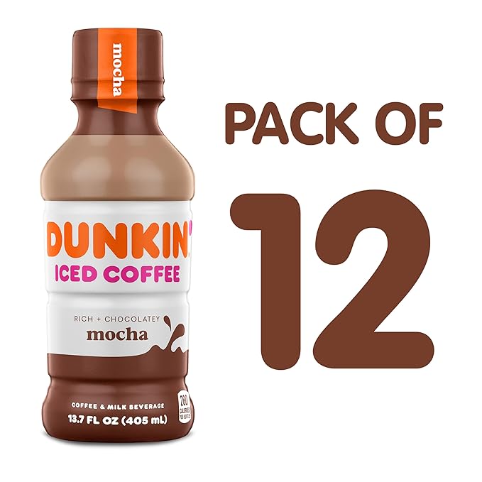 Dunkin' Mocha Iced Coffee Bottle, 13.7 fl oz, 12 Pack