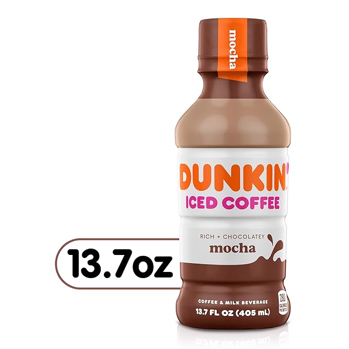 Dunkin' Mocha Iced Coffee Bottle, 13.7 fl oz, 12 Pack