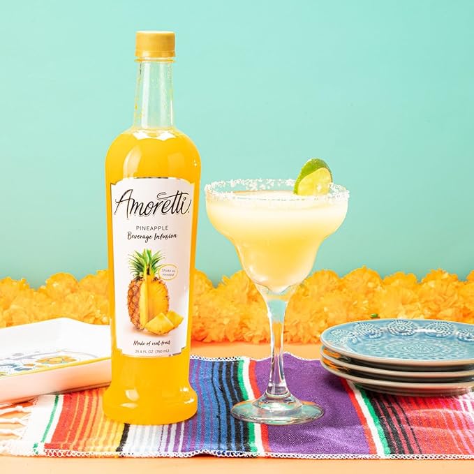 Amoretti - Pineapple Beverage Infusion, 94 Servings Per Bottle (750 ml) - Drink Mix & Water Enhancer with Pump for Flavoring Cocktails, Waters, Teas, and other Beverages, Preservative Free