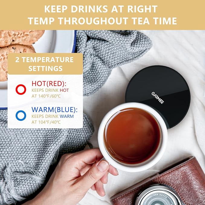 Mug & Tea Warmer - 2 Temp. Settings, Portable, Beverage Warmer for Office & Desk