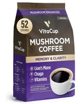 VitaCup Focus Mushroom Coffee Grounds, with Lions Mane, Chaga, B Vitamins, D3, Boost Focus, Immunity, Memory & Clarity, Medium Dark Roast, 100% Arabica Specialty, 20oz, 52 Servings