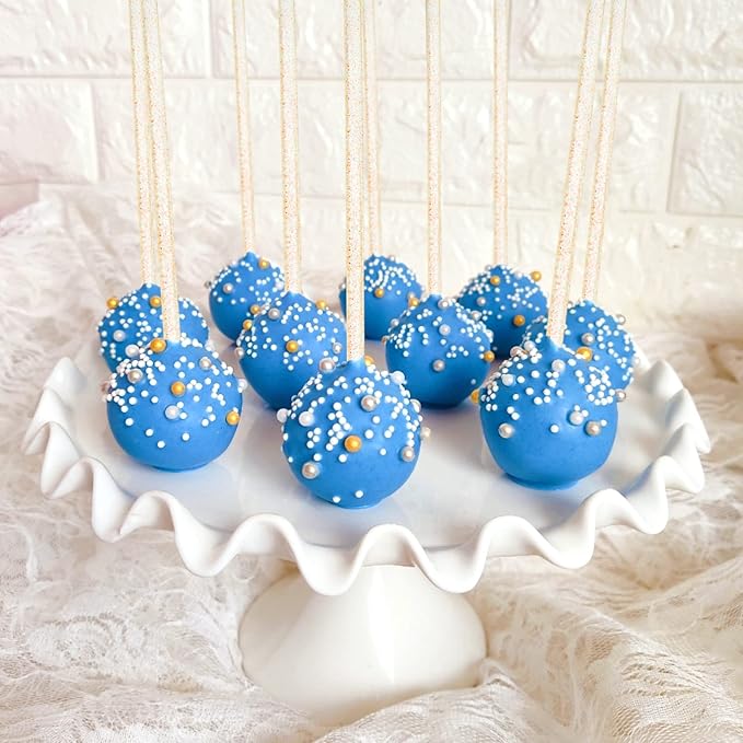 50-PCS Gold Glitter Plastic Swizzle Sticks, Crystal Cake Pops, Cocktail Coffee Drink Stirrers, Lolipop Stick for Christmas Party, 7.24 Inch