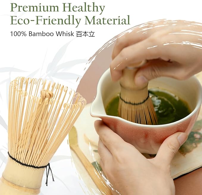 Matcha Whisk Set, Matcha Bowl with Spout, 8PCS Macha kit, Matcha Whisk and Bowl, Chasen, Bamboo Scoop, Scoop Rest, Sifter and Tea Towel, Gifts and Ceremony Set for Macha Lovers.(Pink)