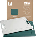 PLACEsMAT 2-in-1 Faux Leather Placemat & Serving Tray | Reversible Design, Lays Flat & Easy to Clean | Ottoman Food Tray, Perfect Housewarming Gift, 18” x 14” (Soft Teal & White, Single)