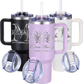 iProductsUS Personalized 40oz Tumbler with Handle & Straw Christmas Gift for Mom & Wife! Custom Engraved Name & 40+ Designs, Spill-Proof Lid, Insulated Stainless Steel Travel Coffee Mug (Lavender)
