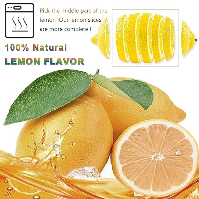 Freeze dried lemon, fresh dried lemon slices, fruit tea freeze-dried lemon, very suitable for tea, baking and decoration, beverages, cocktails, side dishes, rich taste(Freeze dried lemon, 5.64oz/160g,66-68 pieces)