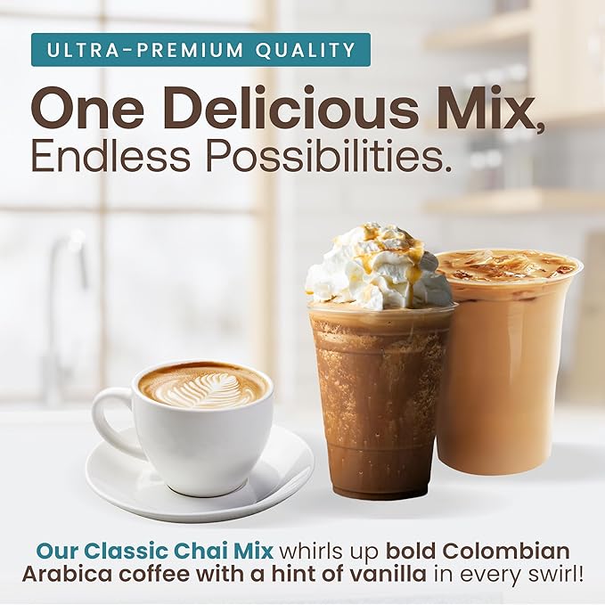 Dr. Smoothie Café Essentials Classic Latte – No Artificial Colors, Flavors, Sweeteners – Shelf Stable – 155mg of Caffeine per Serving – Great for Hot, Iced, & Frozen Frappes (3.5 lb Bag, 26 Servings)