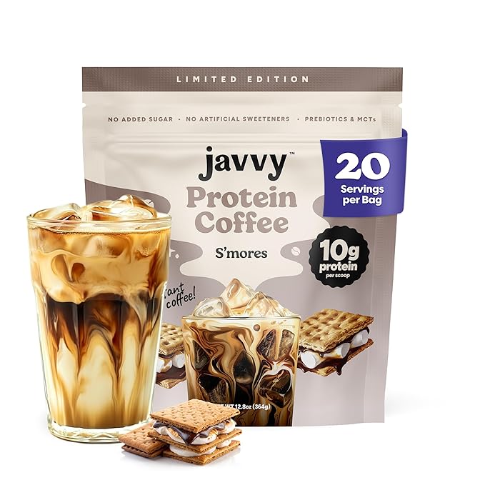 S’mores Protein Iced Coffee - Premium Whey Protein & Instant Iced Coffees - 100% Natural Cold Brew - Zero Artificial Flavors & Sweeteners, 80 mg Caffeine, No Added Sugar, 20 Servings