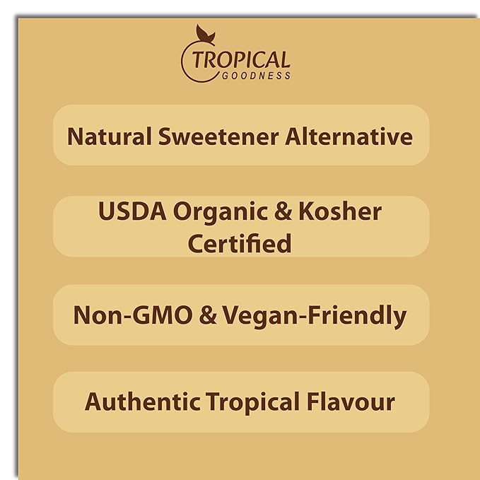 Tropical Goodness Organic Coconut Palm Sugar — 16 oz (1 lb) | USDA Organic • Kosher • Vegan • Non-GMO | Natural Low-Glycemic Sweetener for Baking, Coffee, & Cooking — Sustainable, Unrefined Tropical Flavor