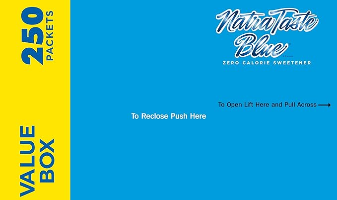 NatraTaste Blue Zero Calorie Sweetener, Bulk Sugar Substitute for Coffee, Iced Tea, Lemonade, Hot & Cold Drinks, Baking, Cooking, Low Carb, Vegan, Sugar Alternative, 250 Packets Value Box (8 pack)