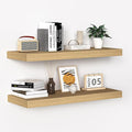 Fun Memories Floating Shelves - 24 Inch Rustic Wooden Wall Shelves - Extra Deeper & Thicker Wall Mounted Storage Shelf for Living Room, Kitchen, Farmhouse - 24" x 9" x 1.6" 2Pack, Oak