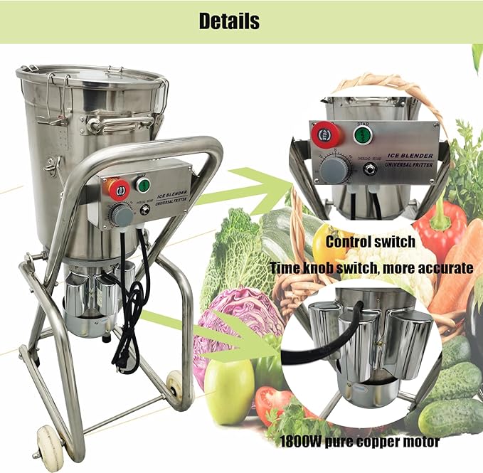 32L Commercial Meat Food Processor Machine, 1800W Stainless Steel Electric Vegetable Blender Cutter Meatball Beater Grinder 1400r/min with Tiltable Bowl for Fruits Ginger Garlic Peanut