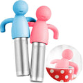 2 Pieces Tea Infuser for Loose Tea Cute Fine Mesh Tea Strainer Stainless Steel Tea Filter Ball Tea Diffuser Steeper for Teacups Teapots (Blue, Pink)