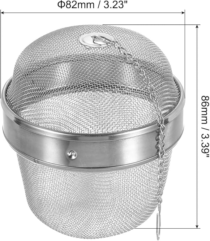 uxcell Tea Infuser Filter, Stainless Steel Tea Strainer, Loose Tea Steeper, Tea Ball with Chain for Loose Leaf Tea, Medium Size