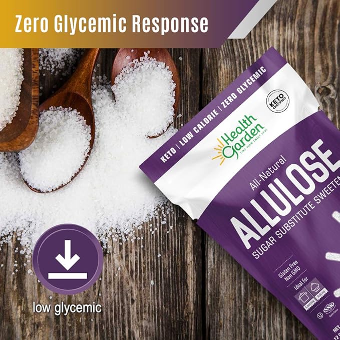 Health Garden Allulose Sweetener - Gluten and Sugar Free - Zero Net Carb - Non GMO - Kosher - Keto Friendly (12 OZ)
