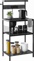 Simple Deluxe Kitchen Bakers Rack with Power Outlet, Coffee Bar Accessories Table, 4-Tier Adjustable Storage Shelf for Spices, Freestanding Appliance Organizer, 23.6 Inch, Gray