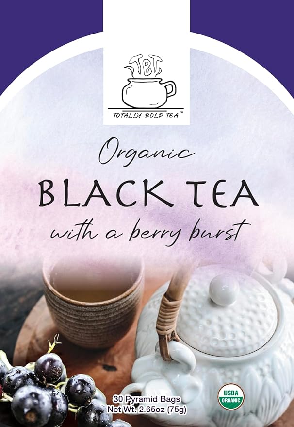 TBT - Totally Bold Tea - Organic Black Tea - Natural Energy - Caffeine - 30 pyramid whole leaf bags.