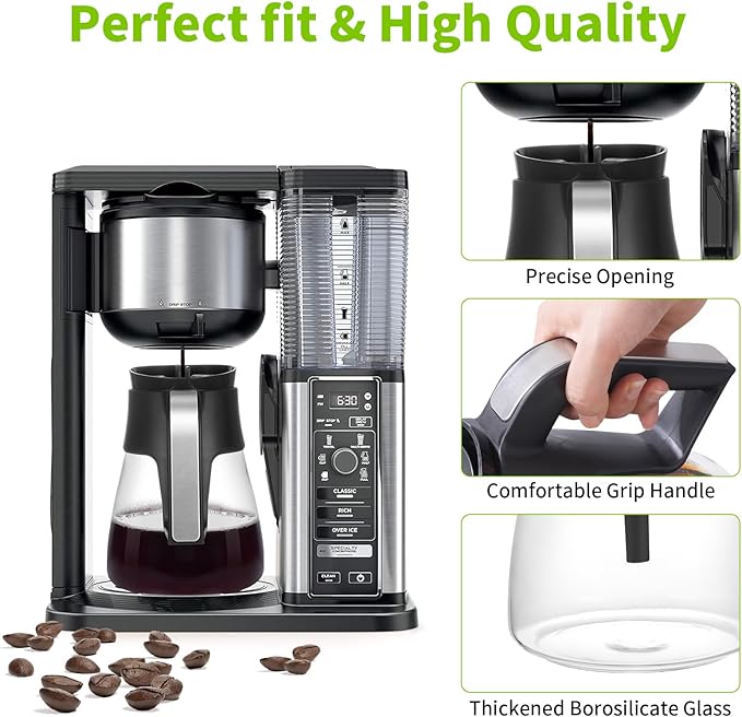 CM401 10-Cup Coffee Pot Replacement for Ninja Specialty Hot & Iced Coffee Maker, Compatible with CM371 CM400 CM300 CP300 CP301, Ninja Glass Carafe with Brew-Through Lid
