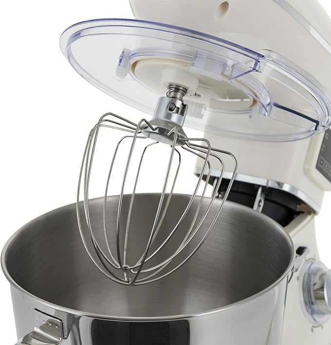 Stand Mixer, 6 +1 Speeds Electric Food Mixer, Portable Kitchen Mixer for Daily Use with Egg Whisk,Dough Hook,Flat Beater Used in Kitchens, Small Restaurants, Bakeries (White)