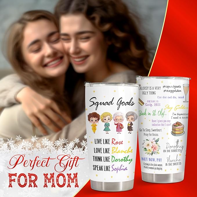 34HD Valentine Friend Gifts, Golden Movie Tumblers with Lid 20 oz Stainless Steel, Best Friend Travel Cup Mug, Friend Decor, Birthday Gifts for Bestie Women Girls