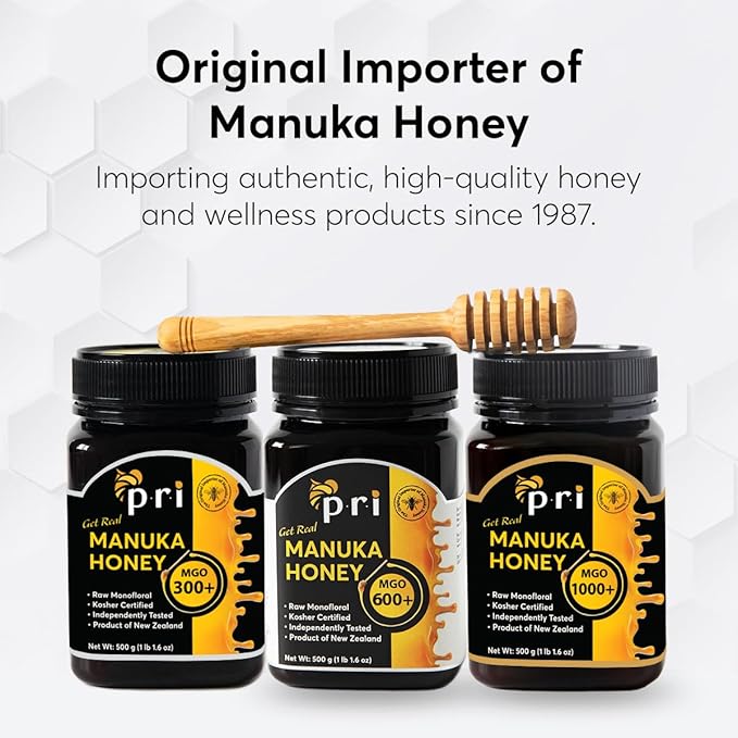 P.R.I Manuka Honey, Certified MGO 200+, Raw New Zealand Manuka Honey, 500g Jar