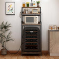 4-Tier Mini Fridge and Microwave Stand Shelf Organizer,61.6" Tall Mini Fridge Cabinet Bakers Rack with Power Outlet,Microwave Oven Stand,Kitchen Shelf Coffee Bar for Home Office Dorm