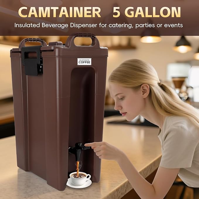 YUANHAO 5 GAL Brown Insulated Beverage Dispenser