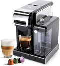 PULZO Espresso Machine with Integrated Automatic Milk Frother, capsule coffee maker for K*cup capsule/Ne*s Original/ground coffee, One Touch Latte & Cappuccino