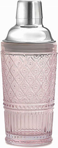 Godinger Cocktail Shaker, Martini Shaker, Glass Cocktail Shaker, Vintage Decor - 17oz, Claro Collection, Blush